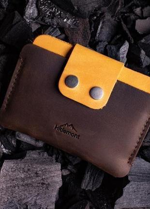 Шкіряний міні-гаманець з клапаном на двох міцних кнопках в 00351 фото
