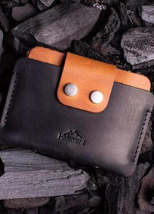 Шкіряний міні-гаманець з клапаном на двох міцних кнопках в 00355 фото