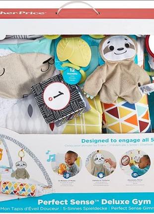 Игровой развивающий коврик фишер прайс первые ощущения малыша fisher-price perfect sense deluxe gym (gkd45)