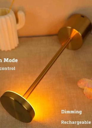 Світлодіодна настільна сенсорна лампа на акумуляторі, три колірні температури 34.4 см, gold, athand2 фото