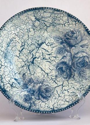 Тарелка "голубые розы"1 фото