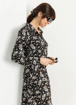 Плаття-сорочка із італійського штапеля міді довжини з квітами 42-52 розміри різні кольори