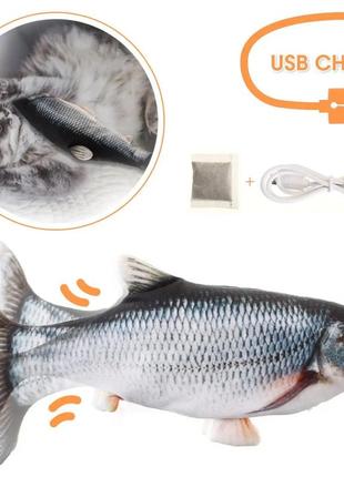 Электрическая игрушка-рыба для домашних животных, игрушечная рыба для котов и собак с движениями 28х13 см3 фото
