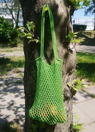 Сумка авоськая сетка зеленая7 фото