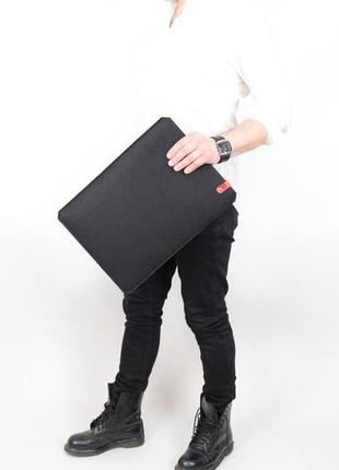 Большая мужская кожаная сумка клатч big thing, черная сумка из мягкой кожи в минималистичном стиле3 фото