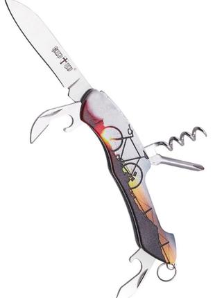 Ніж багатофункціональний мультитул 5 в 1 ложка, виделка, ніж, відкривачка, консервний ніж, штопор, викрутка