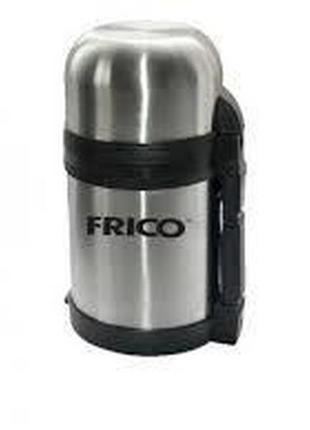 Термос нержавейка вакуумный 1 л frico fru-234 удобная ручка + 2 чашки сохраняя горячую, холодную жидкость 24 ч