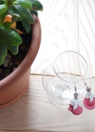Рожеві сережки шкіряні бутони троянд сережки з підвісками подарунок ексклюзивні сережки5 фото