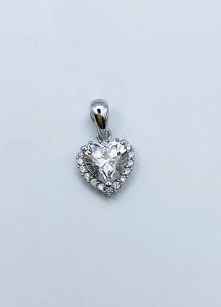 Кулон серебряный с кубическим цирконием "сердце" 1,53 г1 фото