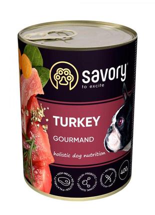 Консервы для собак savory с индейкой 400г