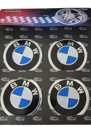 Наклейки на колпачки, наклейки на диски bmw бмв 65 мм алюминиевые 4 шт