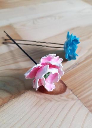 Шпилька "квіточка" з полімерної глини3 фото