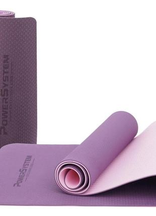 Килимок для йоги та фітнесу power system ps-4060 tpe yoga mat premium purple (183х61х0.6)