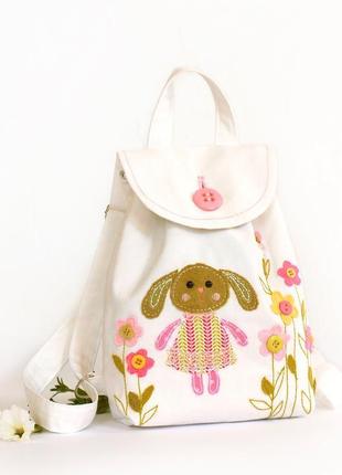 Детский рюкзак с аппликацией - зайчик (коллекция 1)4 фото