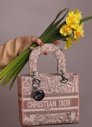 Жіноча сумка cristian dior lady d-lite pink, женская сумка, брендова сумка, крістіан діор леді, кросс боді, люкс якість, рожева