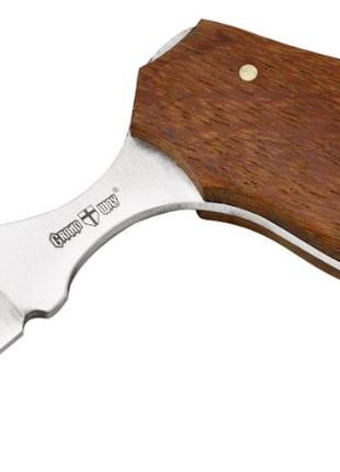 Нож тычок пуш даггер боковой с открывашкой + чехол рукоять дерево, клинок стальной качественный нож тычковый
