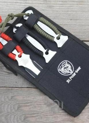 Набор 3 шт ножей для метания мультиколор со шнуровкой + чехол, для охотника/ рыбака / туриста