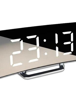 Настольные зеркальные часы с будильником "led smart tv silver" (a-white), athand
