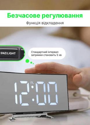 Настольные зеркальные часы с будильником "led smart tv silver" (a-white), athand3 фото