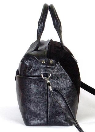 Жіноча сумка шкіряна 49 натуральна замша/ чорний "флотар"4 фото