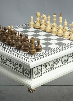 Шахматы, шашки, нарды сувенирные бокс белый 3 в 11 фото