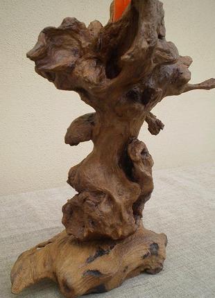 Дерев'яний свічник для дому з кореня дуба