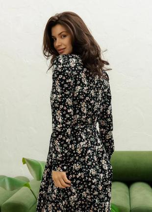 Плаття-сорочка із італійського штапеля міді довжини з квітами 42-52 розміри різні кольори2 фото