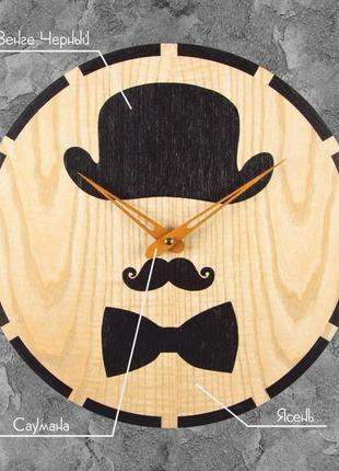 Настінні дерев'яні годинник "хіпстер". техніка маркетрі2 фото