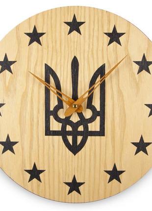 Настенные деревянные часы "тризуб". техника маркетри3 фото