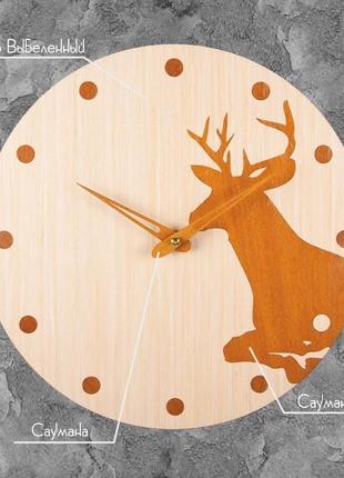 Настенные деревянные часы "олень". техника маркетри5 фото