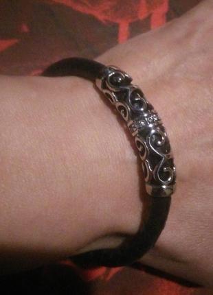 Жіночий браслет "версаль" із натуральної зміїної шкіри. чорний.7 фото