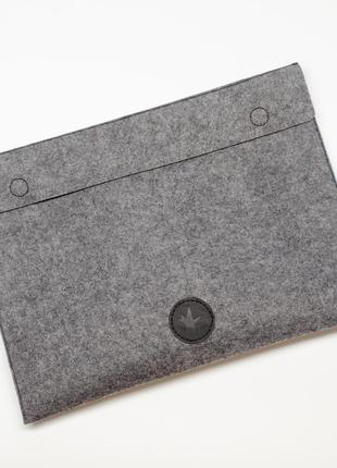 Сумка ursa для ноутбуку макбук macbook 13' з текстильного крафту чорна6 фото