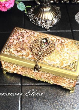 Женская небольшая шкатулка "golden cristal". 18*10*6см5 фото