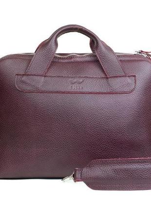 Кожаная деловая сумка attache briefcase бордовый флотар1 фото