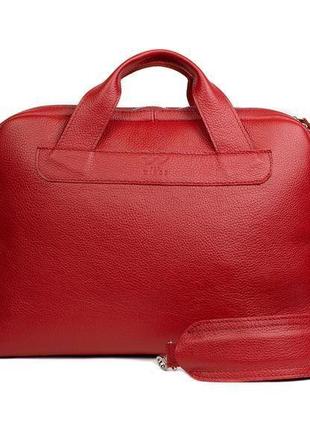Кожаная деловая сумка attache briefcase красный флотар