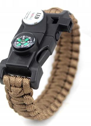 Браслет для виживання jb tacticals 19 в 1 sos paracord койот3 фото