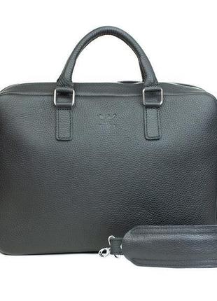Шкіряна ділова сумка briefcase 2.0 чорний флотар