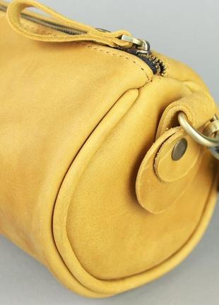 Кожаная сумка поясная-кроссбоди cylinder желтая винтажная4 фото
