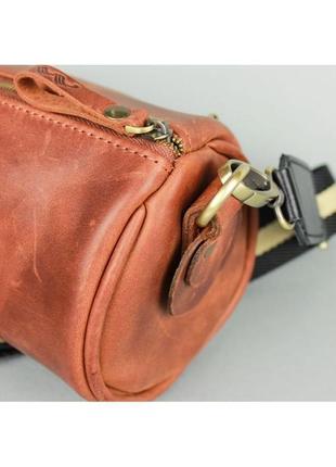 Кожаная сумка поясная-кроссбоди cylinder светло-коричневая винтажная5 фото