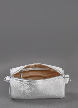 Шкіряна сумка поясна-кросбоді cylinder біла флотар4 фото