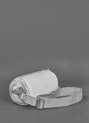 Шкіряна сумка поясна-кросбоді cylinder біла флотар3 фото
