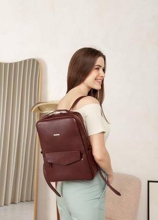 Кожаный городской женский рюкзак на молнии cooper бордовый - bn-bag-19-vin