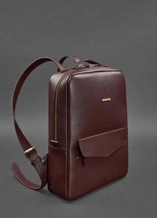 Кожаный городской женский рюкзак на молнии cooper бордовый - bn-bag-19-vin5 фото