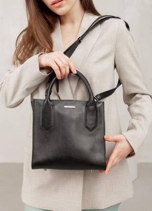Кожаная женская сумка-кроссбоди черная - bn-bag-28-g