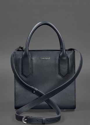 Кожаная женская сумка-кроссбоди темно-синяя - bn-bag-28-navy-blue4 фото