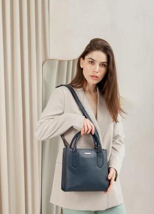 Кожаная женская сумка-кроссбоди темно-синяя - bn-bag-28-navy-blue10 фото