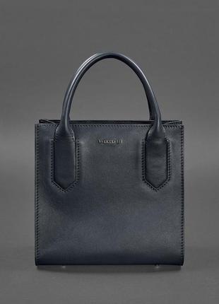 Кожаная женская сумка-кроссбоди темно-синяя - bn-bag-28-navy-blue2 фото