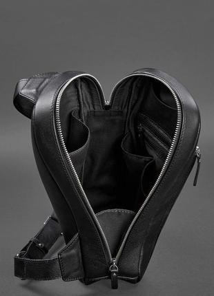 Черный кожаный мужской рюкзак на одно плечо chest bag bn-bag-42-g5 фото