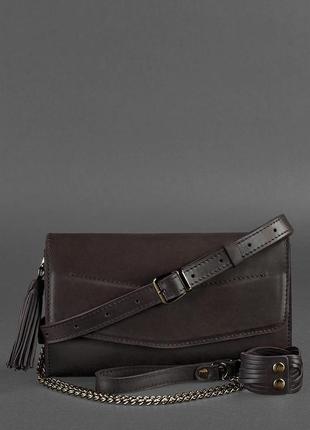Жіноча шкіряна сумка еліс темно-коричнева краст bn-bag-7-choko5 фото