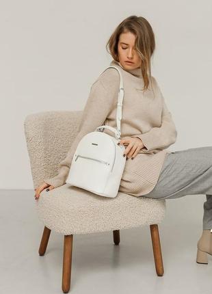 Кожаный женский мини-рюкзак kylie белый флотар  bn-bag-22-white